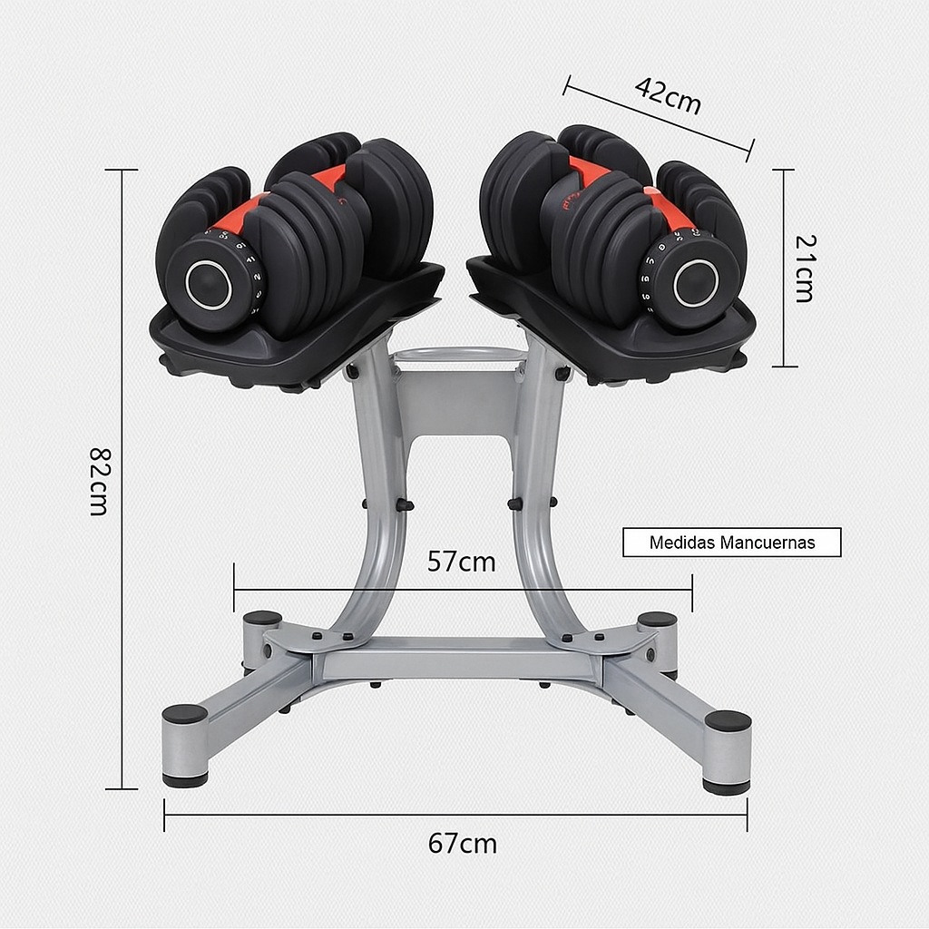 Adjustable Dumbbells (Set of 2) + Stand – 5 lb to 52.5 lb