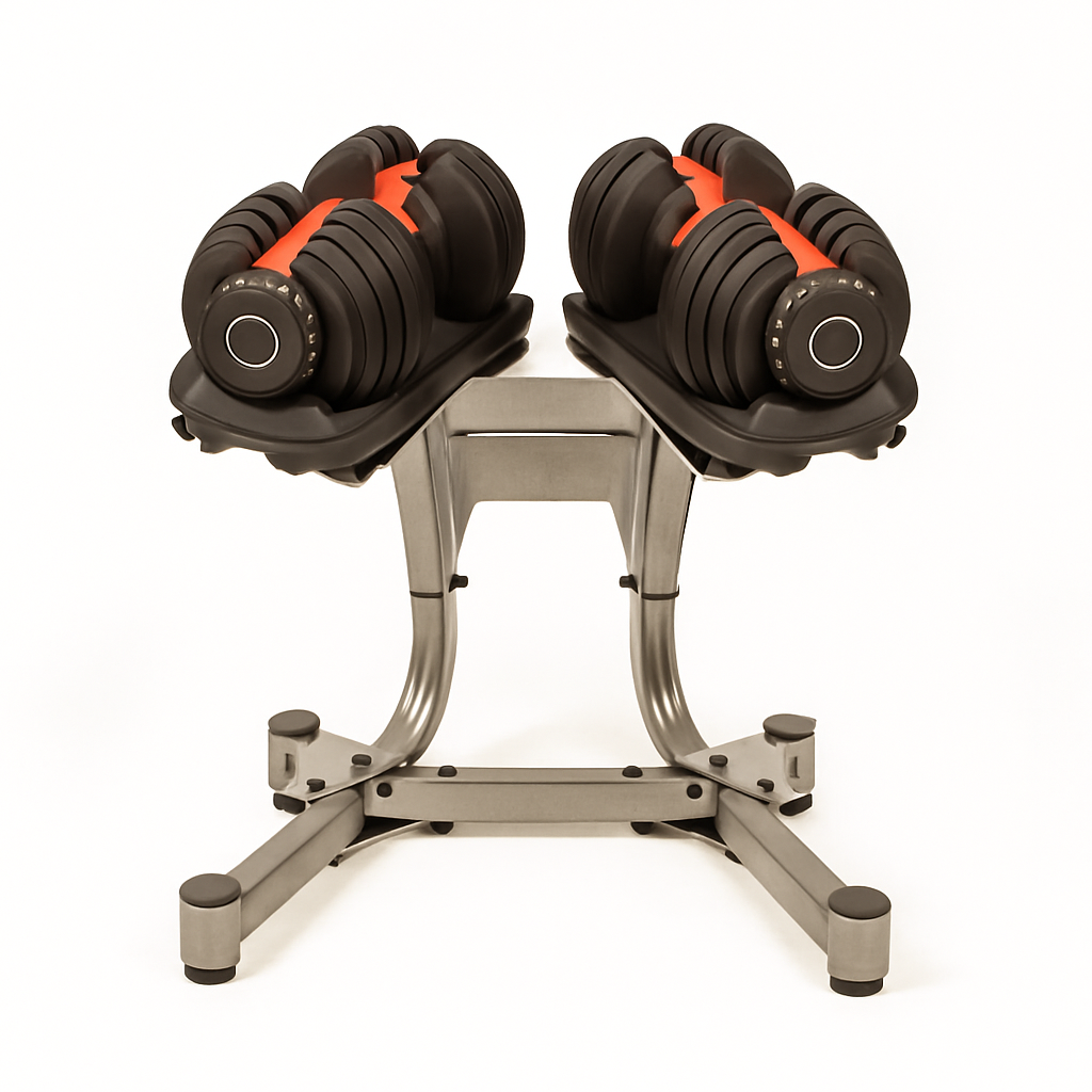 Adjustable Dumbbells (Set of 2) + Stand – 5 lb to 52.5 lb